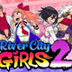 Misako, Kyoko, Riki, Kunio, Marain, and Provie prepare for battle on the cover of River City Girls 2's box art.